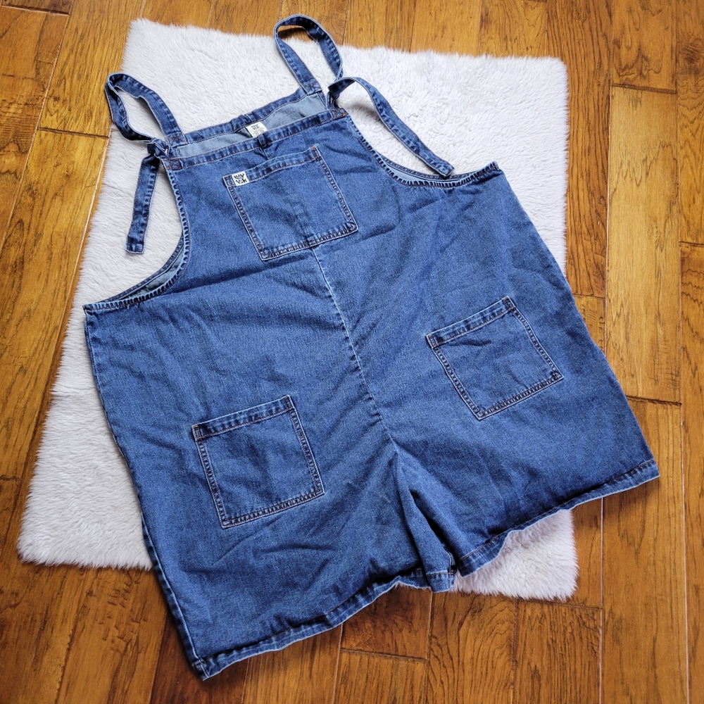 Lucy & Yak Dungaree Shorts Blue Denim Women's Plus 26R
